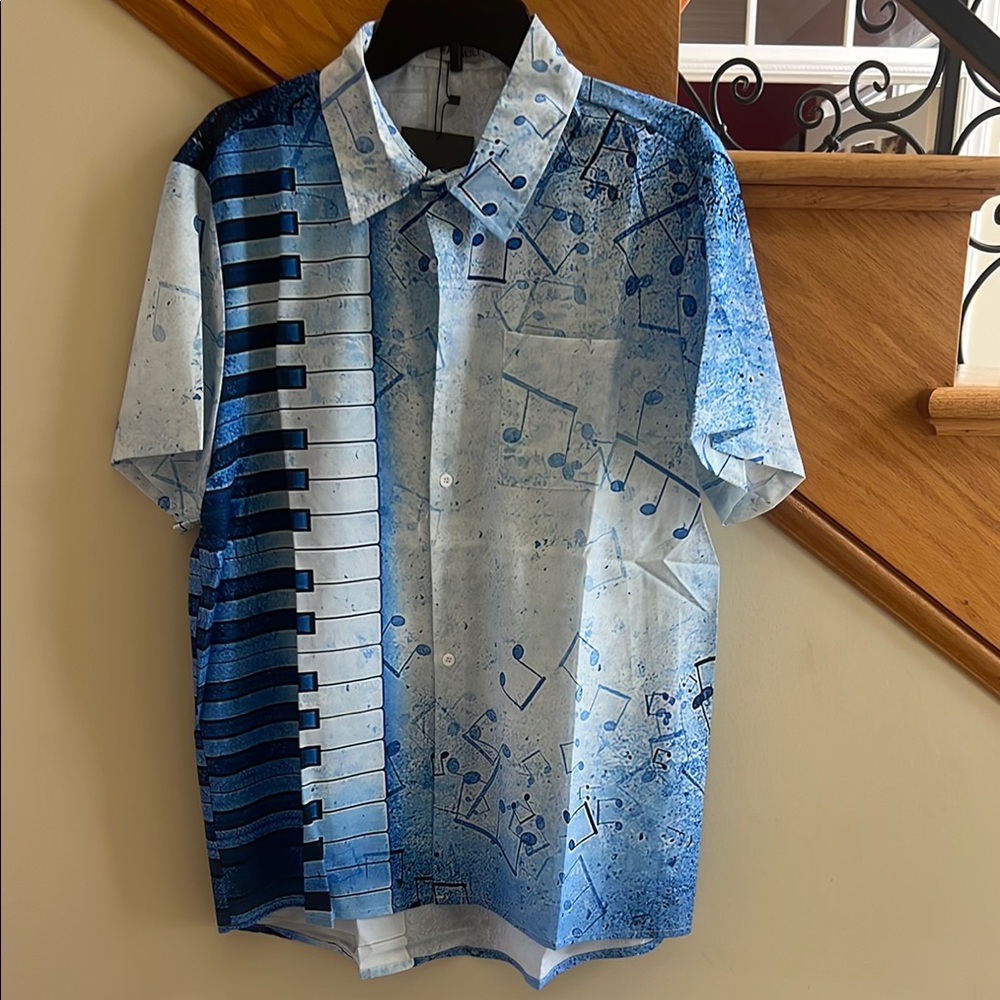 Hawalili Musical Note Blue Shirt New With Tag